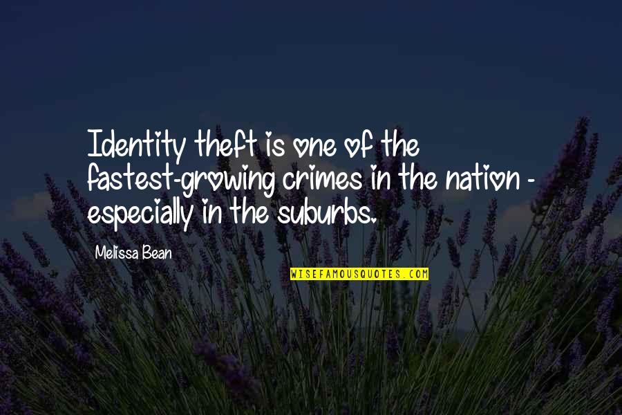 Best Identity Theft Quotes By Melissa Bean: Identity theft is one of the fastest-growing crimes