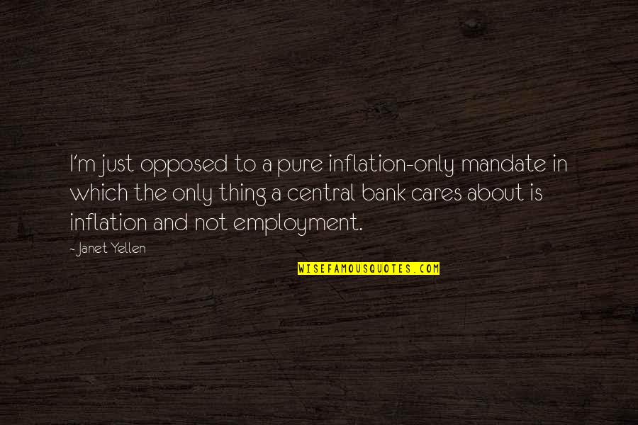 Best Inflation Quotes By Janet Yellen: I'm just opposed to a pure inflation-only mandate