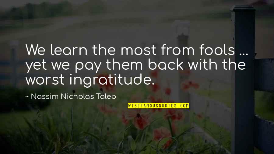 Best Ingratitude Quotes By Nassim Nicholas Taleb: We learn the most from fools ... yet Best Ingratitude Quotes By Nassim Nicholas Taleb: We learn the most from fools ... yet