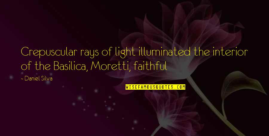 Best Interior Quotes By Daniel Silva: Crepuscular rays of light illuminated the interior of