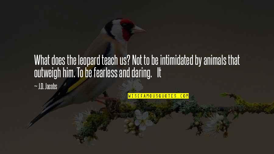 Best Intimidated Quotes By J.D. Jacobs: What does the leopard teach us? Not to