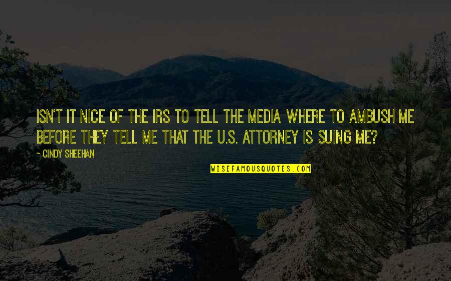 Best Irs Quotes By Cindy Sheehan: Isn't it nice of the IRS to tell