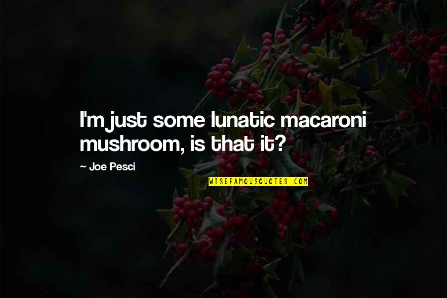 Best Joe Pesci Quotes By Joe Pesci: I'm just some lunatic macaroni mushroom, is that