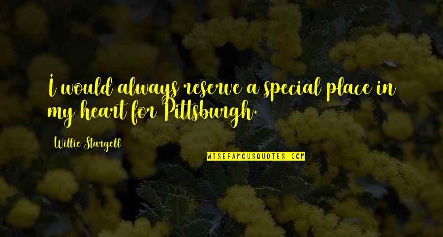 Best John Fante Quotes By Willie Stargell: I would always reserve a special place in