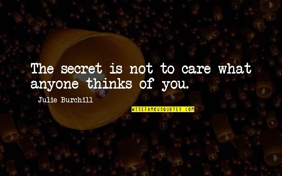 Best Julie Burchill Quotes By Julie Burchill: The secret is not to care what anyone