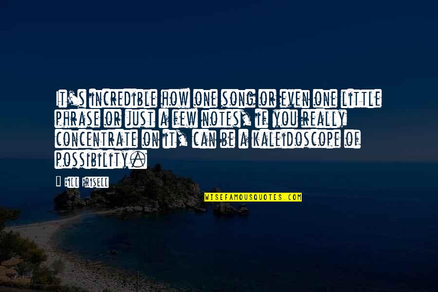 Best Kaleidoscope Quotes By Bill Frisell: It's incredible how one song or even one Best Kaleidoscope Quotes By Bill Frisell: It's incredible how one song or even one