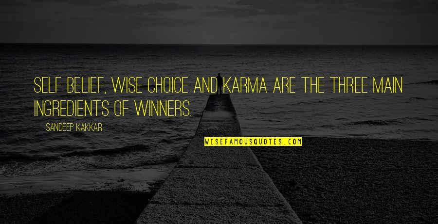 Best Karma Quotes By Sandeep Kakkar: Self belief, Wise choice and Karma are the
