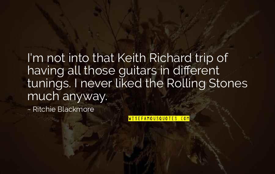 Best Keith Richard Quotes By Ritchie Blackmore: I'm not into that Keith Richard trip of Best Keith Richard Quotes By Ritchie Blackmore: I'm not into that Keith Richard trip of