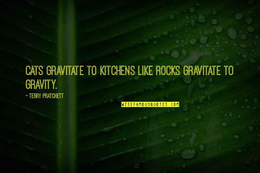 Best Kitchens Quotes By Terry Pratchett: Cats gravitate to kitchens like rocks gravitate to