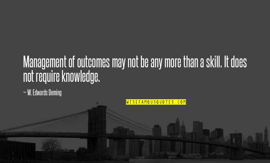 Best Knowledge Management Quotes By W. Edwards Deming: Management of outcomes may not be any more