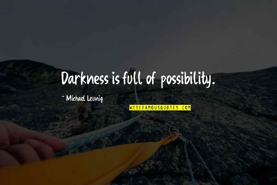 Best Leunig Quotes By Michael Leunig: Darkness is full of possibility.
