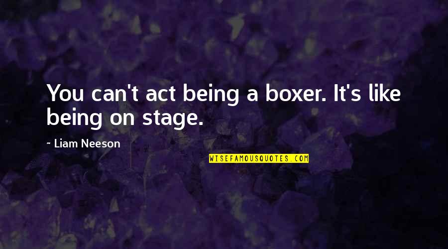 Best Liam Neeson Quotes By Liam Neeson: You can't act being a boxer. It's like