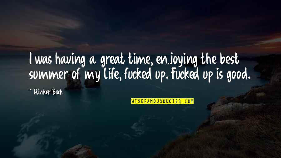 Best Life Time Quotes By Rinker Buck: I was having a great time, enjoying the