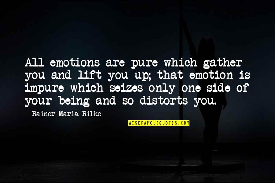 Best Lift You Up Quotes By Rainer Maria Rilke: All emotions are pure which gather you and