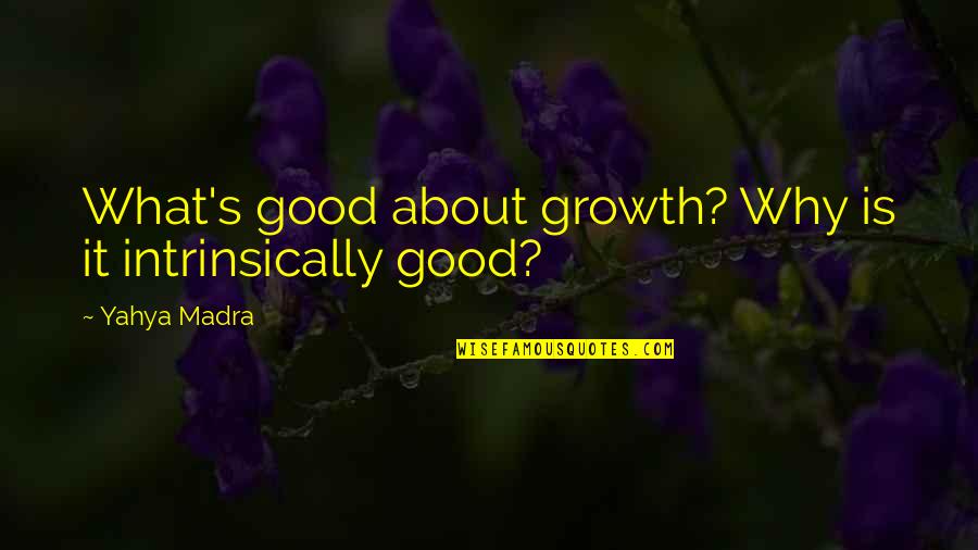 Best Man Speech Finishing Quotes By Yahya Madra: What's good about growth? Why is it intrinsically