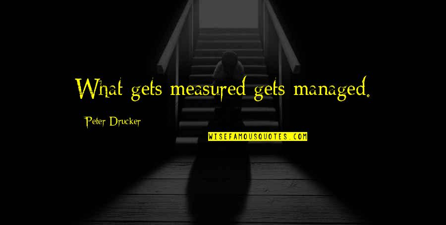 Best Management Motivational Quotes By Peter Drucker: What gets measured gets managed.