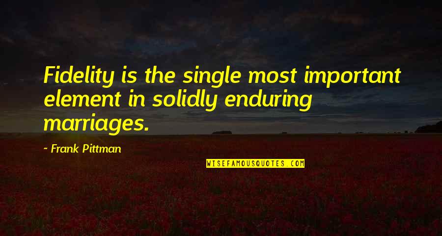 Best Marriages Quotes By Frank Pittman: Fidelity is the single most important element in