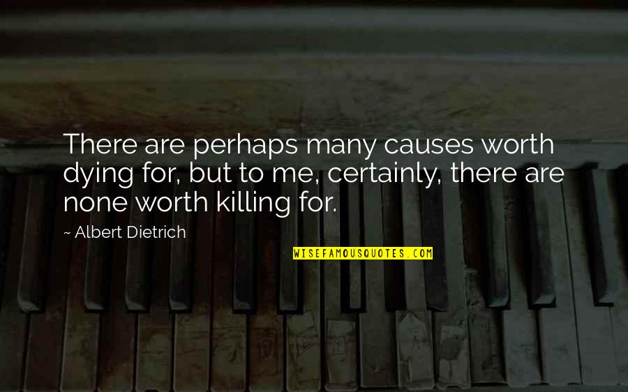 Best Martyrdom Quotes By Albert Dietrich: There are perhaps many causes worth dying for,