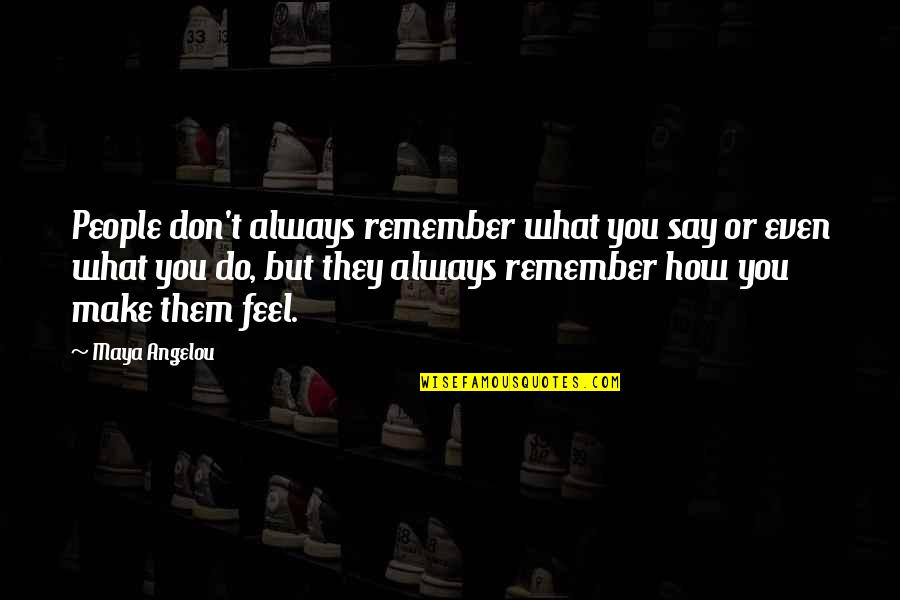 Best Maya Angelou Quotes By Maya Angelou: People don't always remember what you say or
