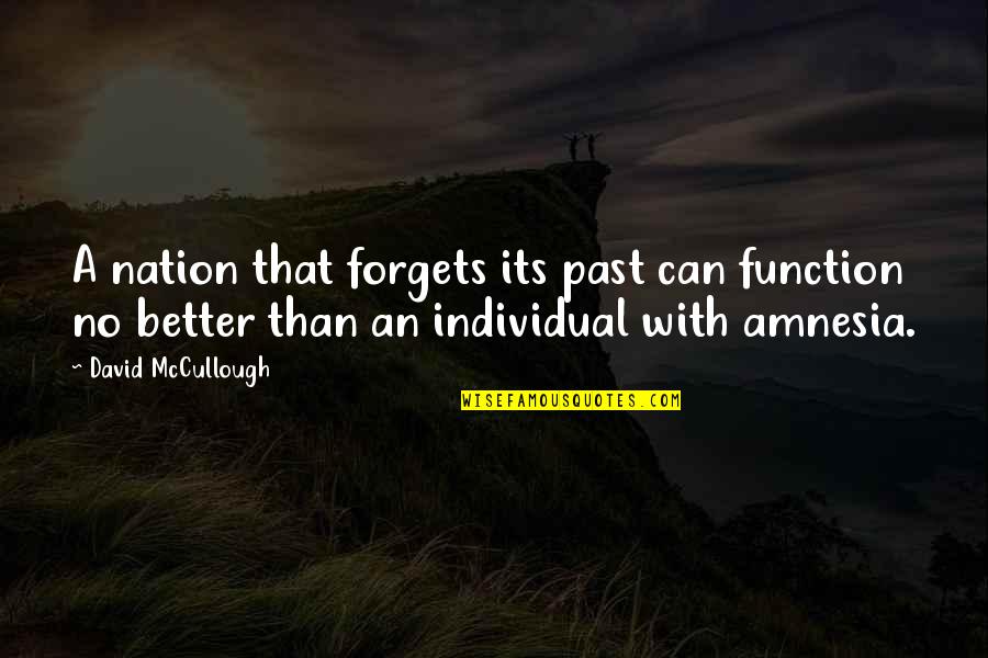 Best Mccullough Quotes By David McCullough: A nation that forgets its past can function Best Mccullough Quotes By David McCullough: A nation that forgets its past can function
