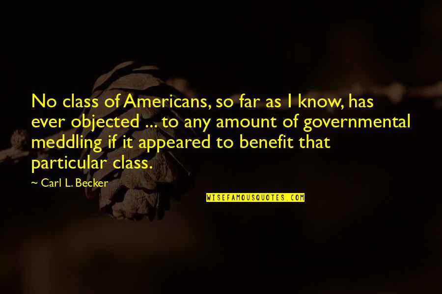 Best Meddling Quotes By Carl L. Becker: No class of Americans, so far as I