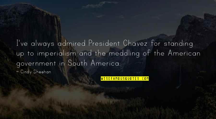 Best Meddling Quotes By Cindy Sheehan: I've always admired President Chavez for standing up