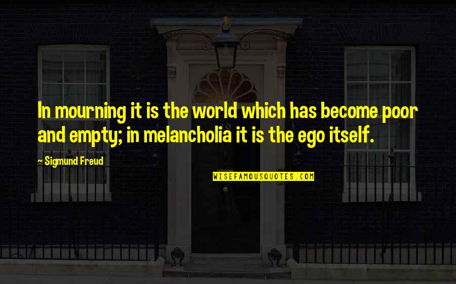 Best Melancholia Quotes By Sigmund Freud: In mourning it is the world which has