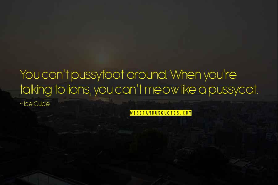 Best Meow Quotes By Ice Cube: You can't pussyfoot around. When you're talking to