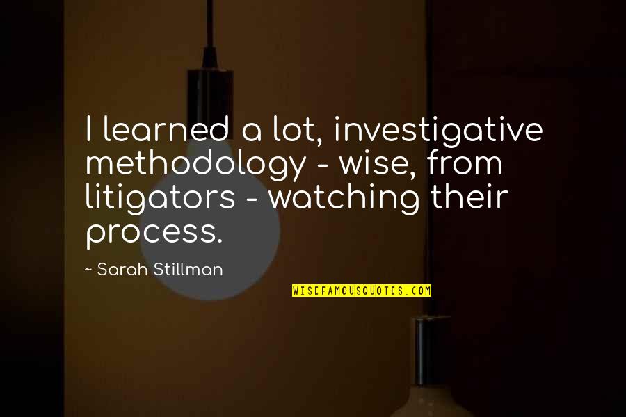 Best Methodology Quotes By Sarah Stillman: I learned a lot, investigative methodology - wise,