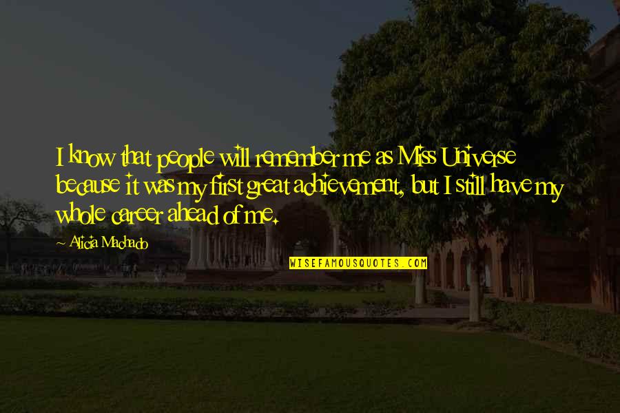 Best Miss Universe Quotes By Alicia Machado: I know that people will remember me as Best Miss Universe Quotes By Alicia Machado: I know that people will remember me as