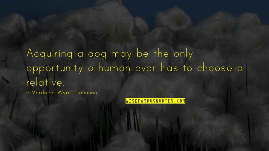 Best Mordecai Quotes By Mordecai Wyatt Johnson: Acquiring a dog may be the only opportunity