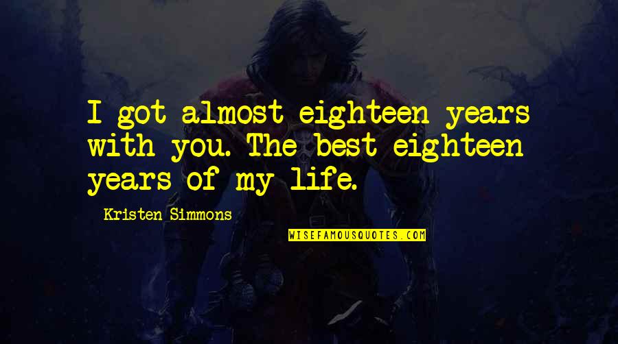 Best Mothers Quotes By Kristen Simmons: I got almost eighteen years with you. The