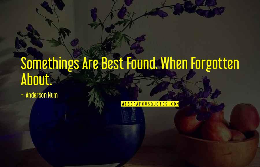 Best Motivational Quotes By Anderson Num: Somethings Are Best Found. When Forgotten About.