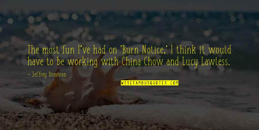 Best Mr Chow Quotes By Jeffrey Donovan: The most fun I've had on 'Burn Notice,'