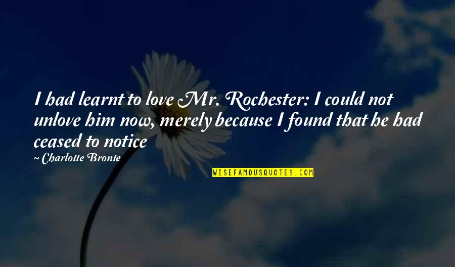 Best Mr Rochester Quotes By Charlotte Bronte: I had learnt to love Mr. Rochester: I