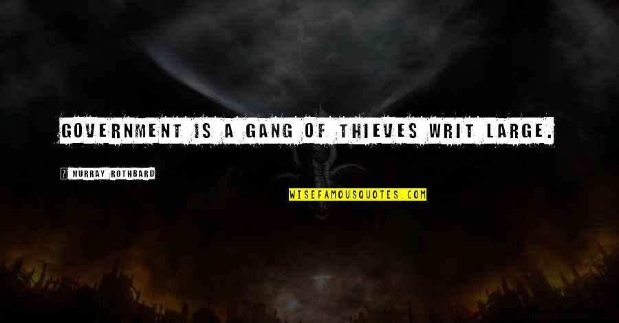 Best Murray Rothbard Quotes By Murray Rothbard: Government is a gang of thieves writ large.