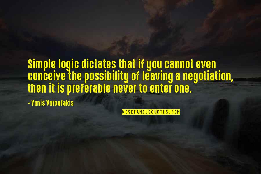 Best Negotiation Quotes By Yanis Varoufakis: Simple logic dictates that if you cannot even