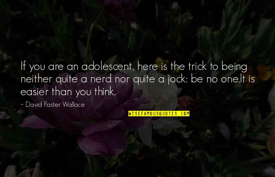 Best Nerd Quotes By David Foster Wallace: If you are an adolescent, here is the