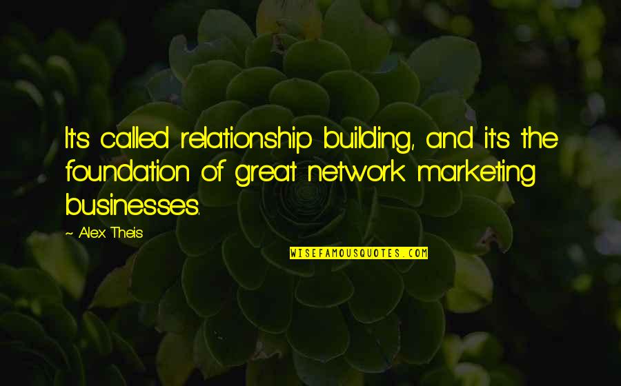 Best Network Marketing Quotes By Alex Theis: It's called relationship building, and it's the foundation
