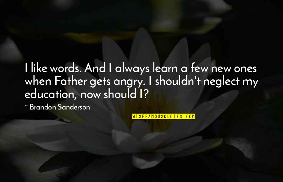 Best New Father Quotes By Brandon Sanderson: I like words. And I always learn a