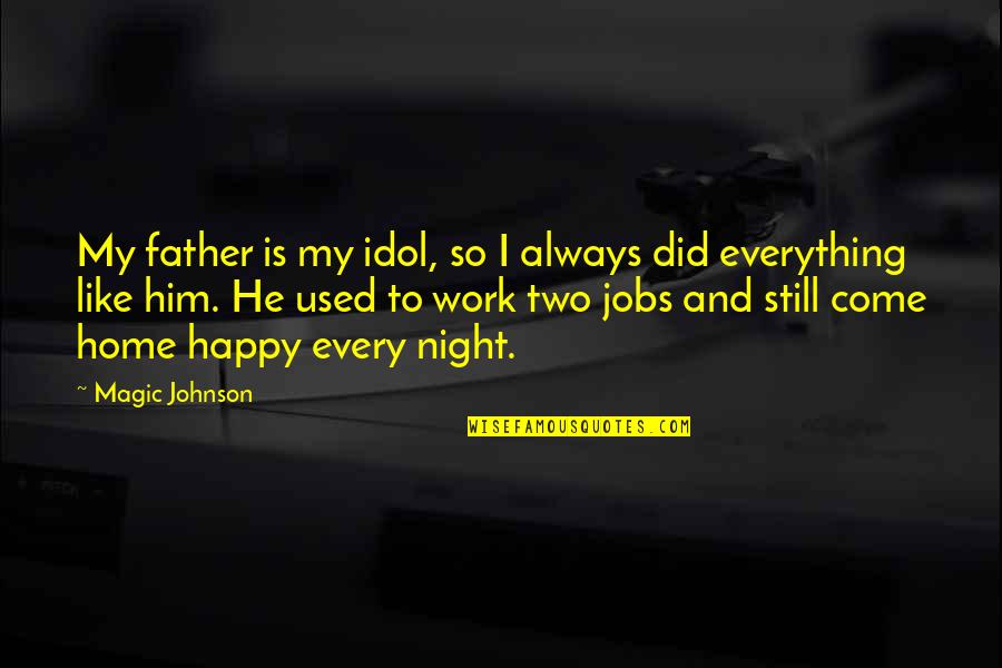 Best Night Work Quotes By Magic Johnson: My father is my idol, so I always