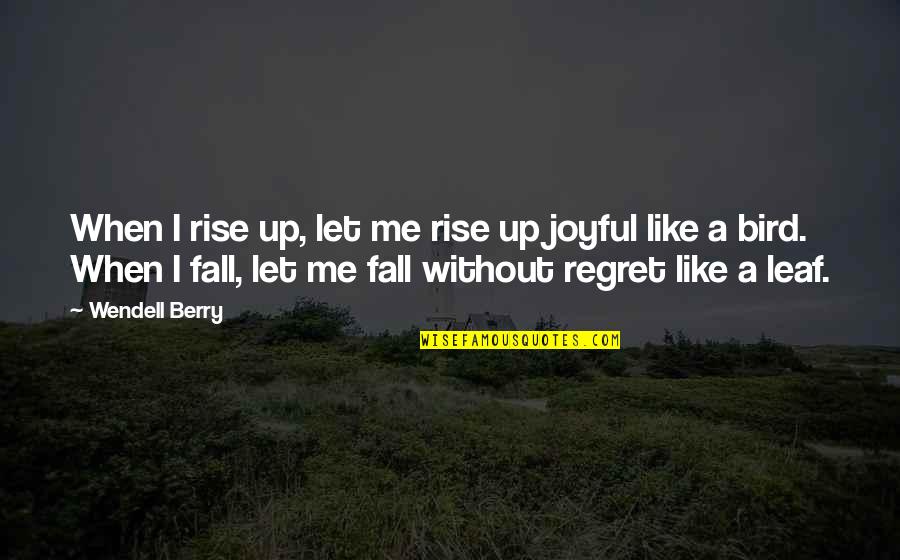 Best No Regret Quotes By Wendell Berry: When I rise up, let me rise up
