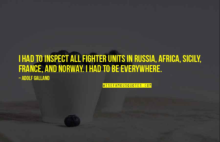 Best Norway Quotes By Adolf Galland: I had to inspect all fighter units in