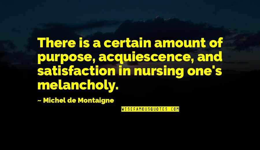 Best Nursing Quotes By Michel De Montaigne: There is a certain amount of purpose, acquiescence,