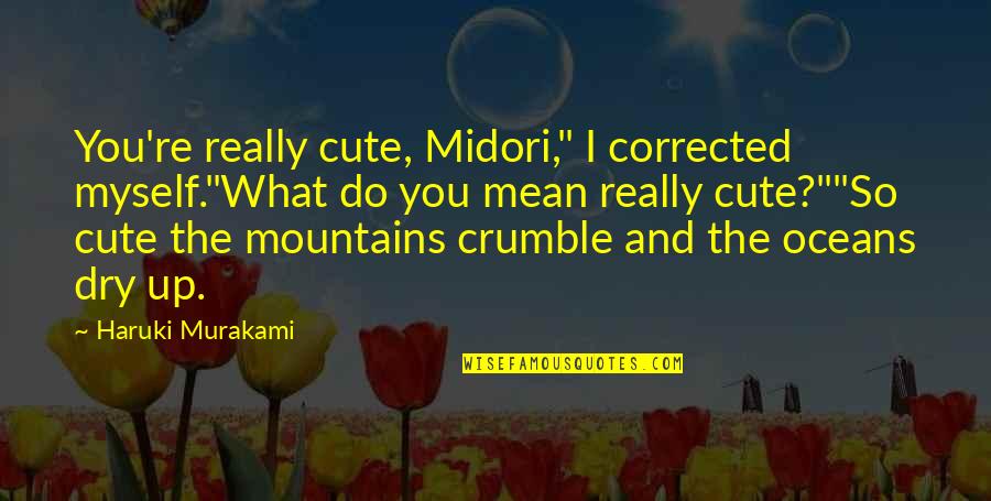 Best Oceans Quotes By Haruki Murakami: You're really cute, Midori," I corrected myself."What do