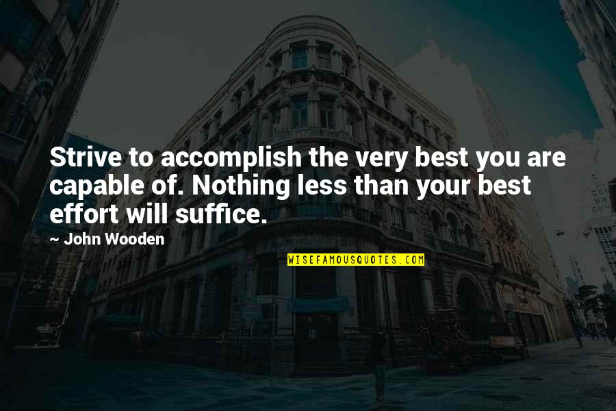 Best Of The Quotes By John Wooden: Strive to accomplish the very best you are