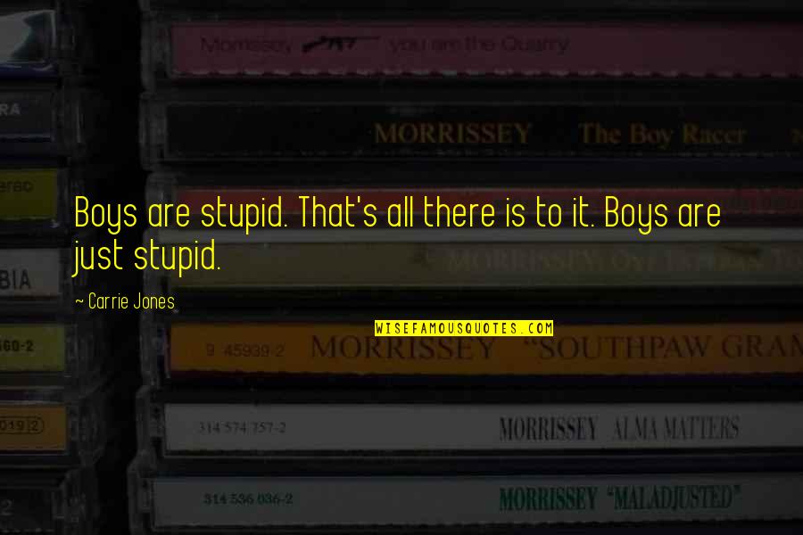 Best One Word Movie Quotes By Carrie Jones: Boys are stupid. That's all there is to