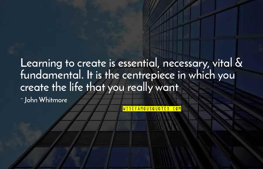 Best One Word Movie Quotes By John Whitmore: Learning to create is essential, necessary, vital & Best One Word Movie Quotes By John Whitmore: Learning to create is essential, necessary, vital &