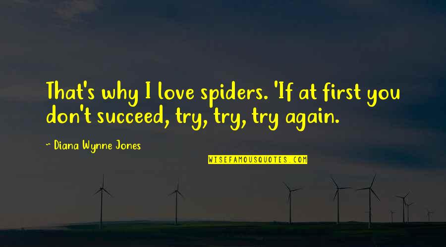 Best Opening Lines Quotes By Diana Wynne Jones: That's why I love spiders. 'If at first Best Opening Lines Quotes By Diana Wynne Jones: That's why I love spiders. 'If at first