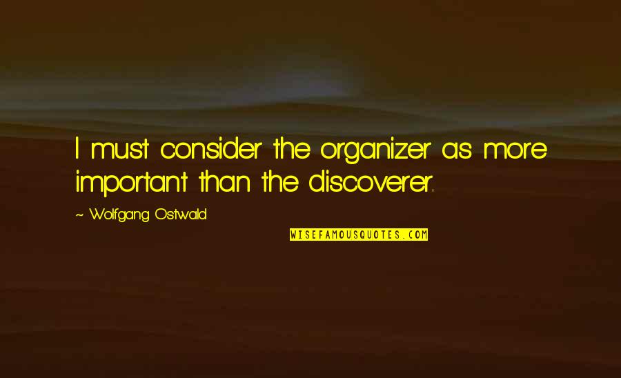 Best Organizer Quotes By Wolfgang Ostwald: I must consider the organizer as more important Best Organizer Quotes By Wolfgang Ostwald: I must consider the organizer as more important